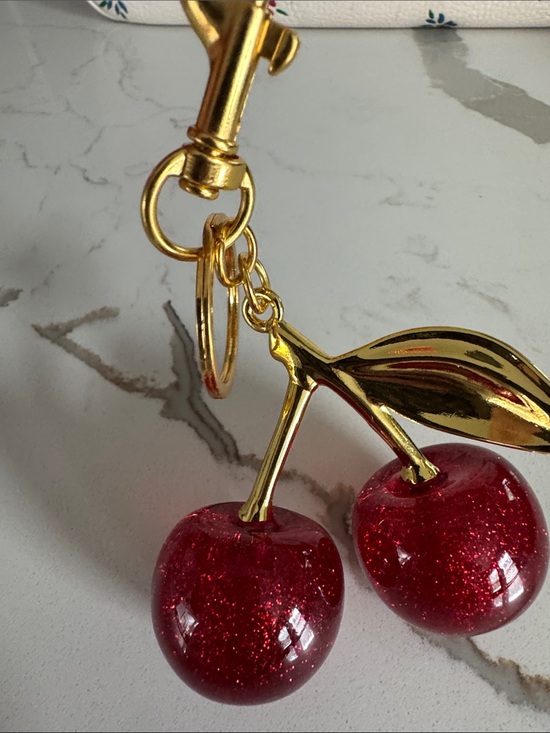 Accessories - Cherry Charm Keychain Bag Charm in Red and Gold Hardware NWOT